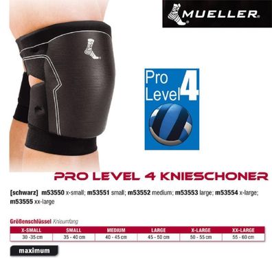 Mueller Pro Level 4 Knieschoner in schwarz / 1 Paar / XXL