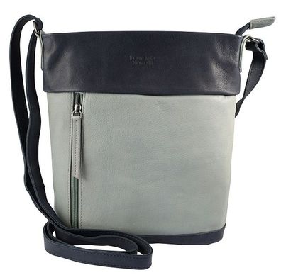 Damen Tasche Umhängetasche Leder blau / hellgrün 25 x 27 x 7,5 cm Leonardo Verrelli