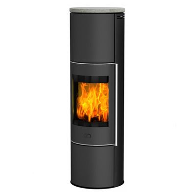 Kamin Kaminofen Fireplace Luna Speckstein Stahl schwarz 5,0 kW