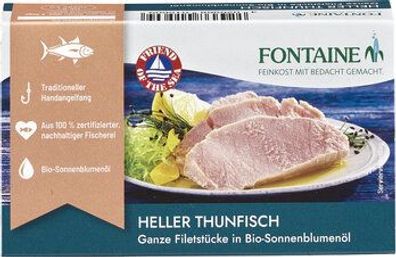 Fontaine 3x Heller Thunfisch in Bio-Sonnenblumenöl 120g