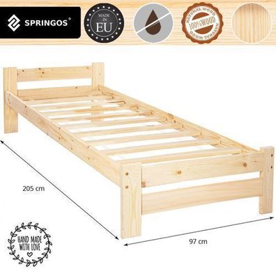 Doppelbett Einzelbett mit Lattenrost Holzbett 160x200 cm | 90x200 cm Massivholz Bett