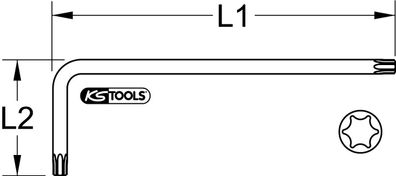 KS TOOLS Kugelkopf-Torx-Winkelstiftschlüssel, XL, T70, Grün