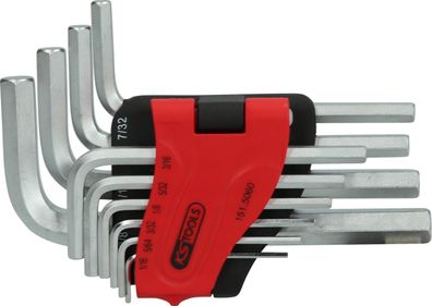 KS TOOLS Innensechskant-Winkelstiftschlüssel-Satz, im Klapphalter,10-tlg1/16"-3/8"