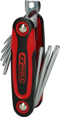 KS TOOLS Torx-Winkelstiftschlüssel-Klapphalter, Bohrung, 8-tlg