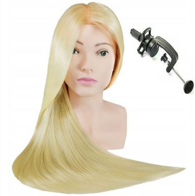 Ula Trainingskopf 70cm Blond Friseurkopf zum Kämmen, Übungskopf , Thermohaar + Griff