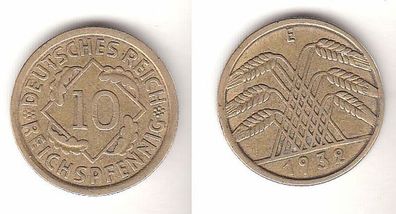 10 Reichspfennig Messing Münze Deutsches Reich 1932 E, Jäger 317 (112599)