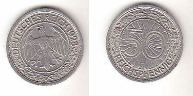 50 Reichspfennig Nickel Münze Deutsches Reich 1928 J, Jäger 324 (112495)