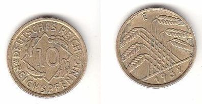 10 Reichspfennig Messing Münze Deutsches Reich 1932 E, Jäger 317 (112600)
