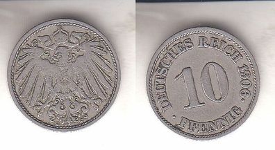 10 Reichspfennig Nickel Münze Deutsches Reich 1906 J, Jäger 13 (112373)