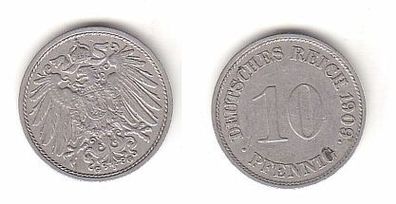 10 Reichspfennig Nickel Münze Deutsches Reich 1909 G, Jäger 13 (112452)