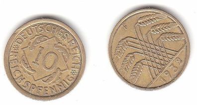 10 Reichspfennig Messing Münze Deutsches Reich 1932 F, Jäger 317 (112757)