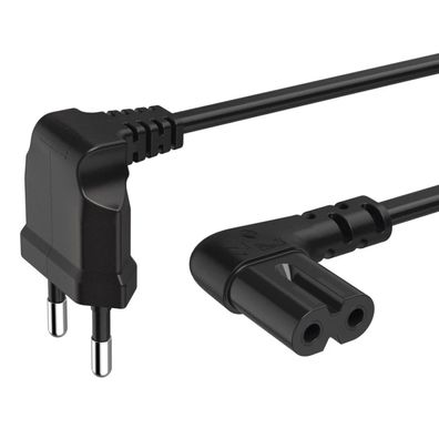 Hama 3m Euro-Stecker 90° gewinkelt Netz-Kabel TV Strom-Kabel Dopplenut-Kupplung