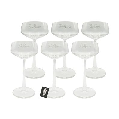 Tia Maria 6 x Champangerglas Cocktailglas 6er-Set Glas mit Aufschrift nicht gee