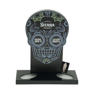 Sierra Tequila Glorifier LED Leuchtreklame Skull Totenkopf für 2 Flaschen aus K