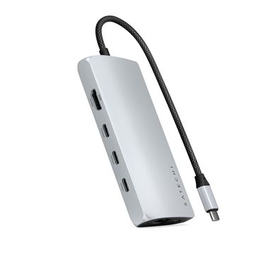 Satechi USB-C Multiport Adapter 8K mit Ethernet V3 in Silber