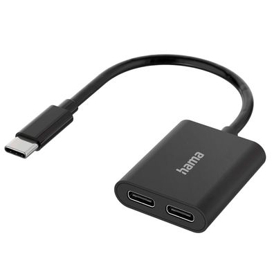 Hama 2in1 Adapter USB-C auf 2x USB-C Audio + Ladebuchse Laden Strom Smartphone