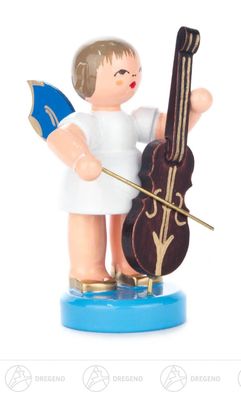 Engel mit Cello stehend, blaue Flügel H=ca 6 cm NEU Erzgebirge Holzfigur