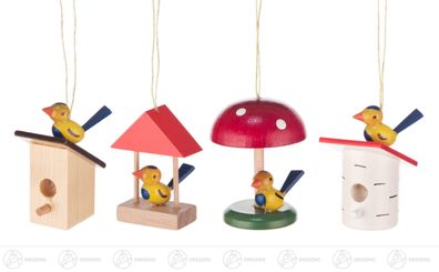 Ostern &amp; Frühjahr Behang Vogelhäuschen (4) H=ca 5cm NEU Erzgebirge Strauchbehang