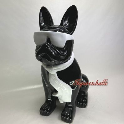 Französische Bulldogge Sonnenbrille Deko Figur Statue Pool Hund Pop Art Design Garten