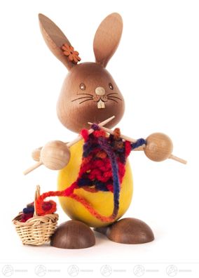 Hase »Stupsi« mit Strickzeug Höhe = 11cm NEU Erzgebirge Osterhase Osterdeko