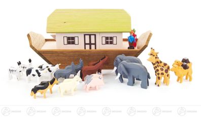 Miniatur Arche Noah klein BxHxT = 18x9x6cm NEU Erzgebirge Reifentier Reifenvieh