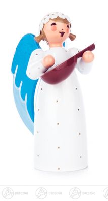 Engel mit Mandoline stehend H=ca 7 cm NEU Erzgebirge Weihnachtsfigur Holzfigur