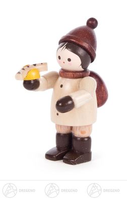 Weihnachtliche Miniatur Junge mit Bratwurst natur B= x H=ca 2,2 cmx4,6 cm NEU