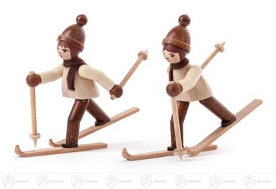 Miniatur Skilangläufer natur H=ca 6 cm NEU Erzgebirge Weihnachtsfigur Holzfigur