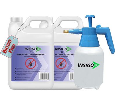 INSIGO 2x2L + 2L Sprüher Bettwanzenspray Bettwanzenmittel Bettwanzenschutz Abwehr