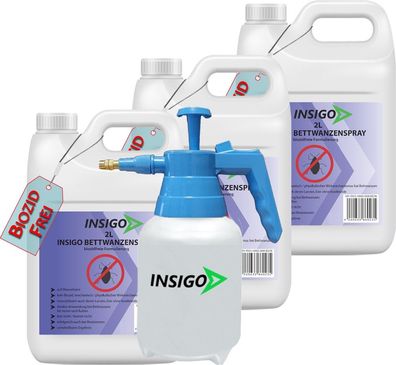 INSIGO 3x2L + 2L Sprüher Bettwanzenspray Bettwanzenmittel Bettwanzenschutz Abwehr