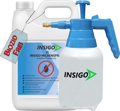 INSIGO 2L + 2L Sprüher Milbenspray Mittel gegen Milben Milbenbefall Milbenfrei Schutz