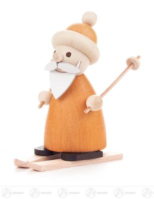 Weihnachtliche Miniatur Ruprecht auf Ski natur H=ca 8 cm NEU Erzgebirge