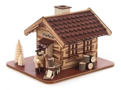 Räucherhaus Waldhaus" mit Holzmacher" HxBxT 13,5x10x16cm NEU Räucherhütte