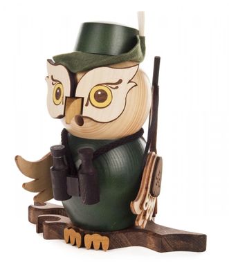 Räucherfigur Eule Jäger Höhe 18cm NEU Rauchfigur Räuchermann Räuchermännel Erzge