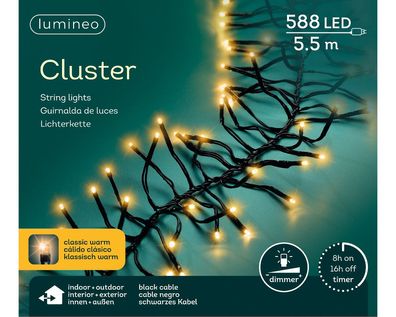 LED Clusterbeleuchtung Outdoor L.550cm 588L schwarz/klassisch warm