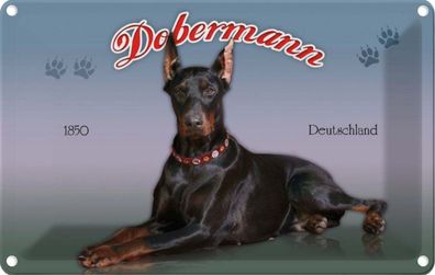 vianmo Blechschild 18x12cm Hund Dobermann 1850 Deutschland Deko Geschenk