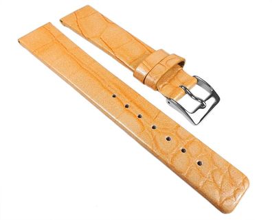 Ersatzband Uhrenarmband Leder Band Apricot, glänzend mit Kroko Prägung 25259S