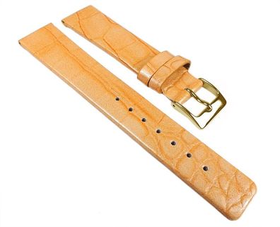 Ersatzband Uhrenarmband Leder Band Apricot, glänzend mit Kroko Prägung 25260G