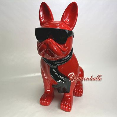 Französische Bulldogge Sonnenbrille Deko Figur Statue Pool Hund Pop Art Design Garten