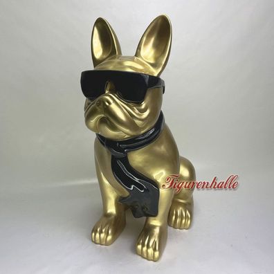 Französische Bulldogge Sonnenbrille Krawatte Figur Statue 80s Deko Bulli Desginer