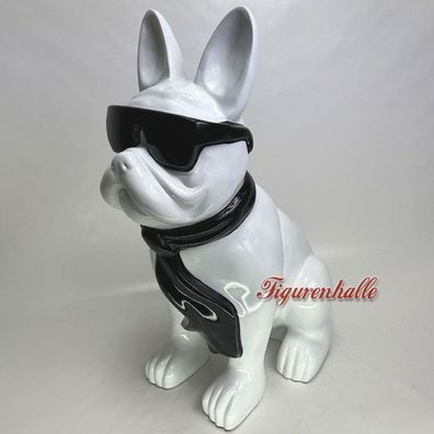 Französische Bulldogge Sonnenbrille Krawatte Figur Statue 80s Deko Bulli Desginer