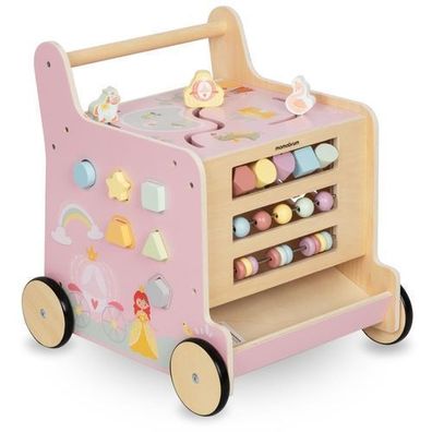 2-in-1-Lauflernwagen aus Holz mit Lernwürfelfunktion, rosa