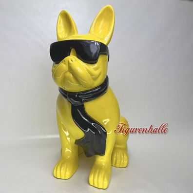 Französische Bulldogge Sonnenbrille Krawatte Figur Statue 80s Deko Bulli Desginer gel