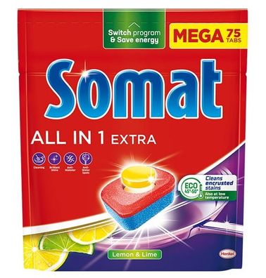 Somat All in One Zitrone & Limette Tabs, 75 Stück