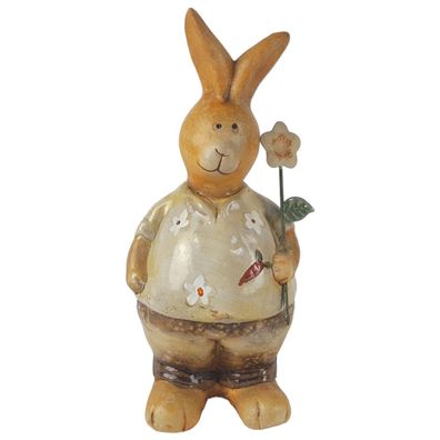 Formano Keramik Figur Hase mit Blume H 16 cm