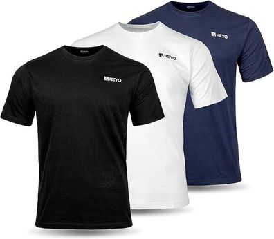 Herren T-Shirt Set 100% Baumwolle Rundhals Ausschnitt Casual Kurzarm T-Shirts