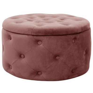 Pouf AKORD ALIA aus Samtstoff mit Stauraum in Rosa Durchmesser 55 cm Höhe 30 cm