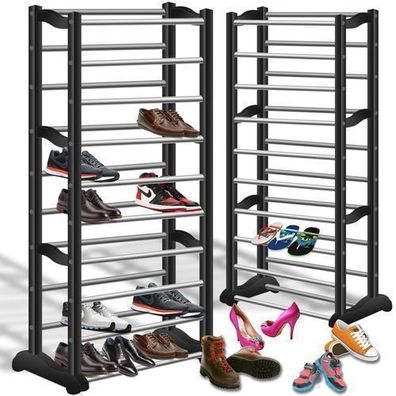 Schuhregal mit 10 Ebenen Schuhschrank Schuhständer aus Metall Schuh-Organizer Retoo