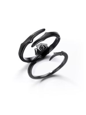 Schwarzes Ring Set Rose offen einstellbar Freundschaftsringe