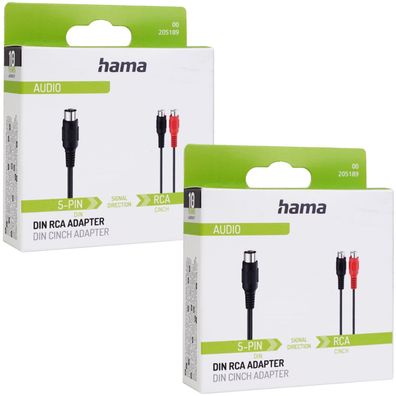 2x Hama Adapter Cinch auf DIN 5 pol DIN-Stecker zu 2x Cinch-Buchse Chinch Stereo